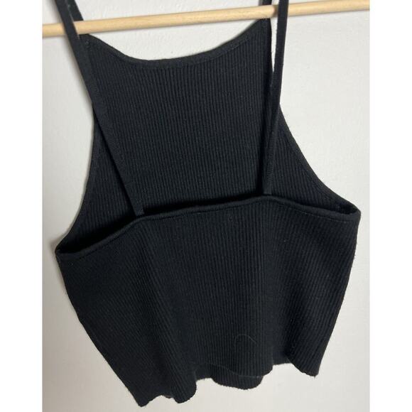 Urban Outfitters Ribbed Black Crop Tank Top Size Small Nylon Blend Women’s - Picture 3 of 6